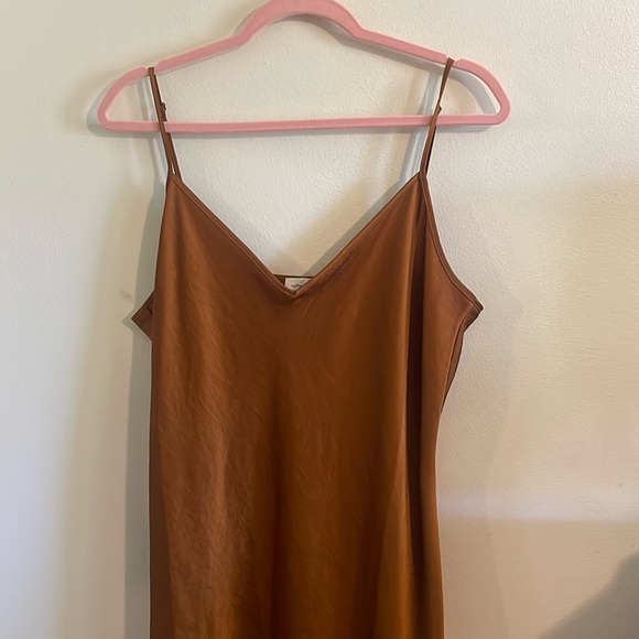 Wilfred Only Slip Midi Dress Mustard Copper Satin - Picture 7 of 8